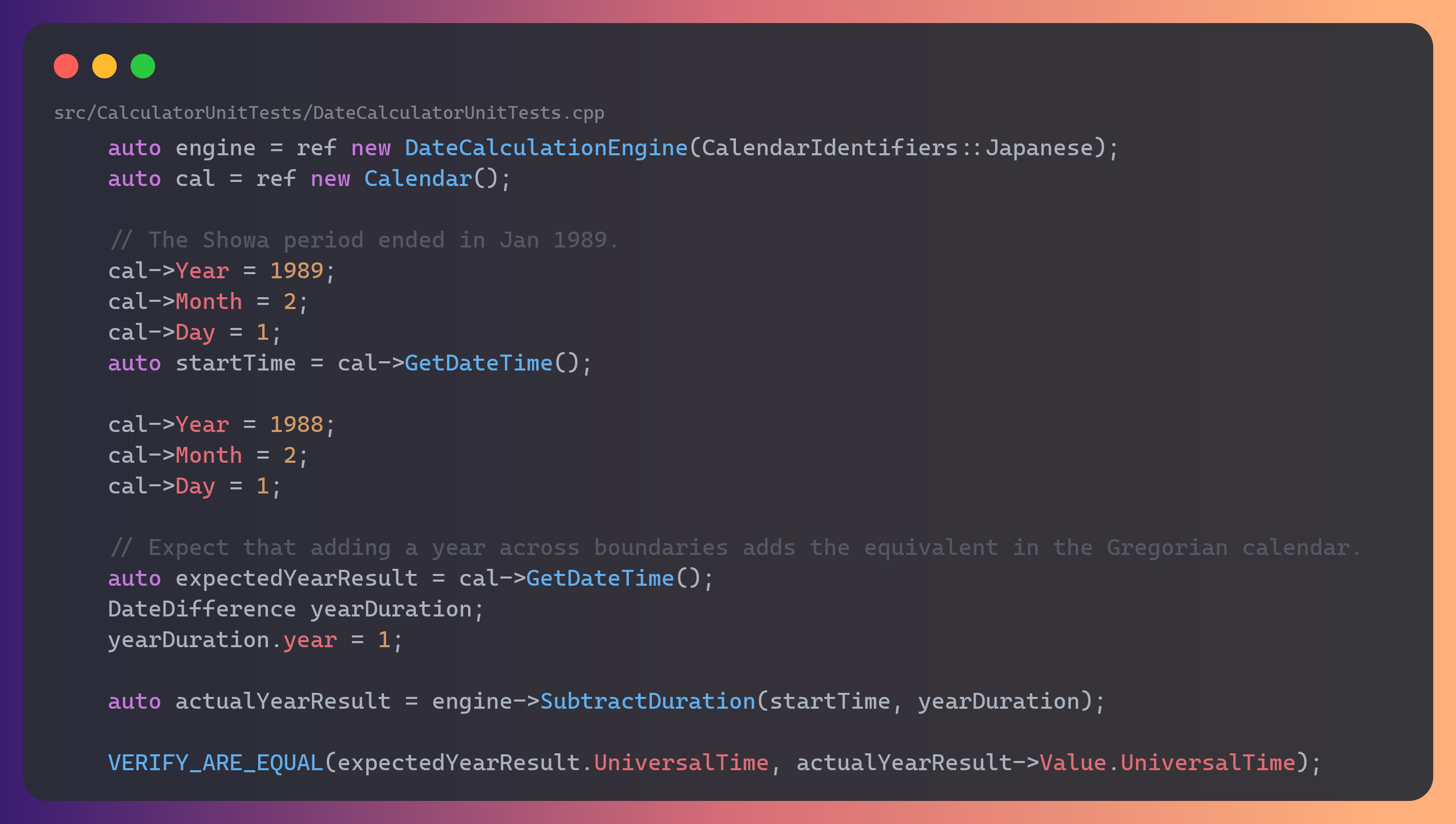 Unit test example