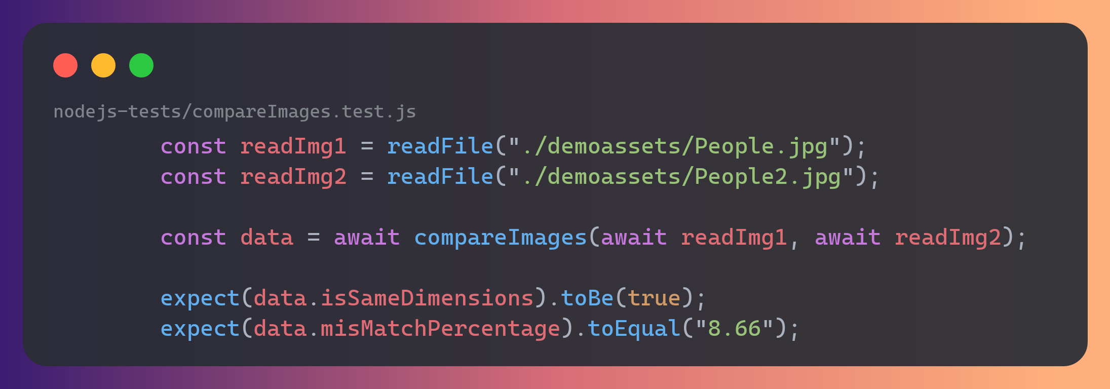 Visual regression test example